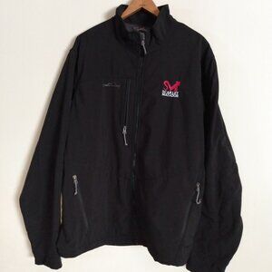 Eddie Bauer Jacket Mens XXL Black Full Zip Pockets Nylon Windbreaker Rain 2XL